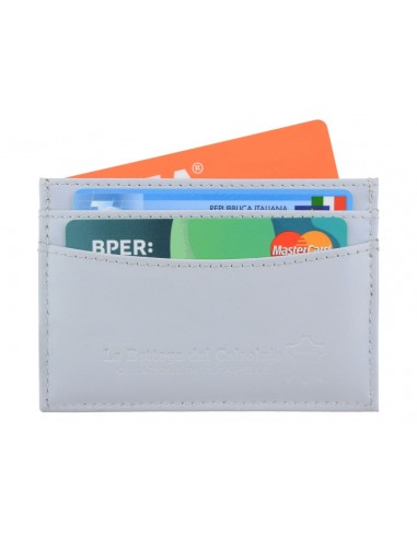 Porta carte di credito grigio chiaro per uomo realizzato in vera pelle